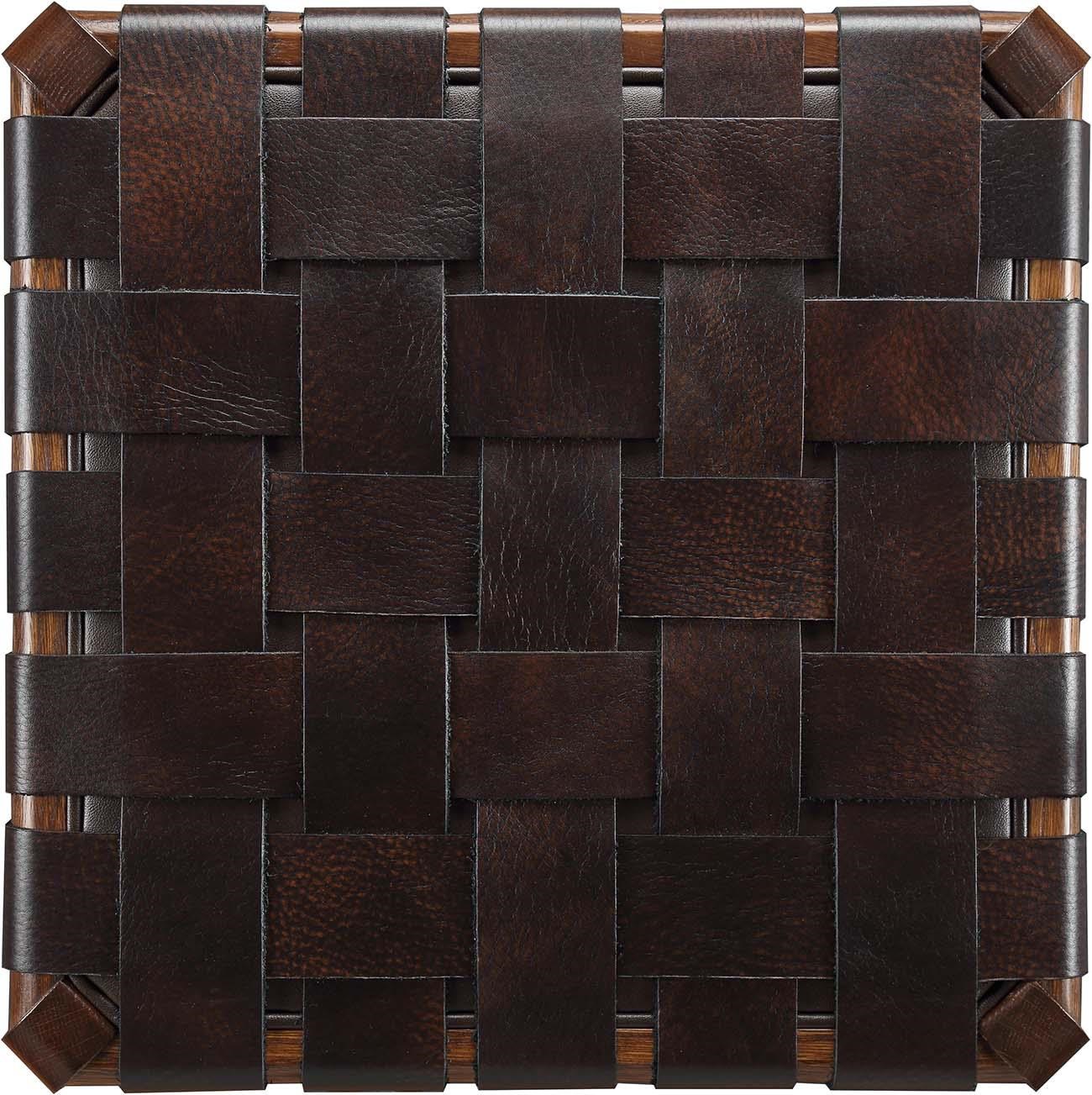 Woven leather outlet strap ottoman